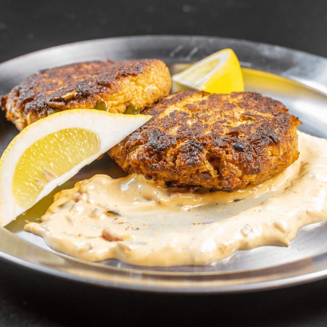 Wood Fired Crab Cakes.