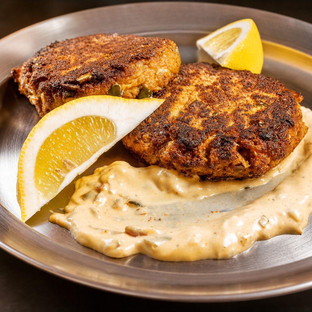 Wood Fired Crab Cakes.